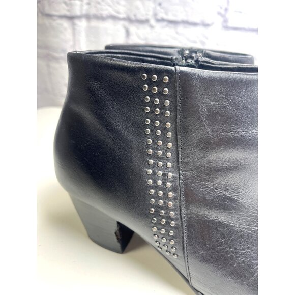 Vionic Georgia Orthaheel Studded Black Leather Ankle Boots Size 9 Booties - Picture 2 of 13